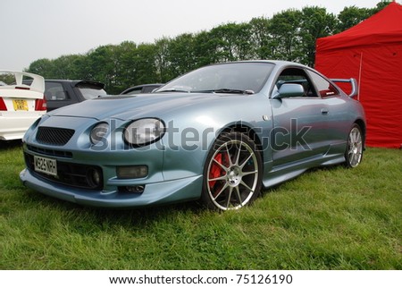WAKEFIELD, ENGLAND - MAY 10: Blue Toyota Supra on Display at the Annual Rising Sun Car Show on May 10, 2008 in Wakefield, England, UK.  Norton Priory is host to the show