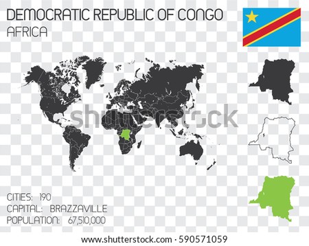 Illustrated Country Shape with the Flag inside of Democratic Republic of Congo