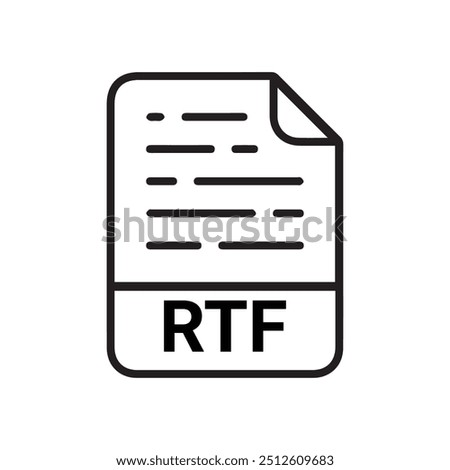 RTF icon, RTF outline vector icon. Thin line black RTF icon, flat vector simple element illustration from editable big data concept isolated on white background