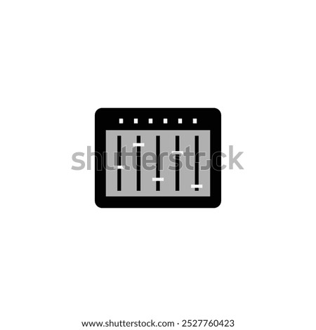 Sound Mixer Vector Icon. Sound mixer controller isolated outline icon. Vector audio mixing console, dj equipment slider buttons. Folders and adjusting knobs, linear electronic device.