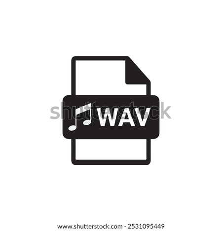 Black WAV file document icon. Download wav button icon isolated on white background. WAV waveform audio file format for digital audio riff files.