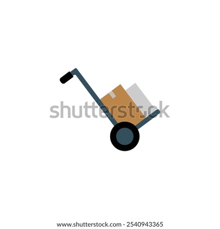 Warehouse cart icon Trolley for transporting goods with boxes on white background.