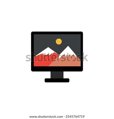 Computer Monitoring Landscape Mountain Wallpaper vector