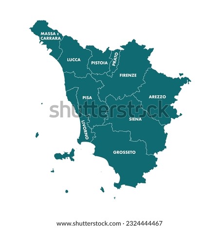 Map of Tuscany with the provinces. Vector infographic illustration.