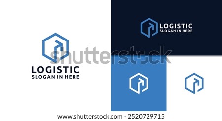 logo design logistics, shipping, package, order, box, arrow direction, logo design template, icon, vector, symbol, idea, inspiration.