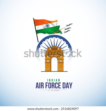 Indian Air Force Day, Air Force Day creative banner poster logo background web social media design vector illustration isolated.