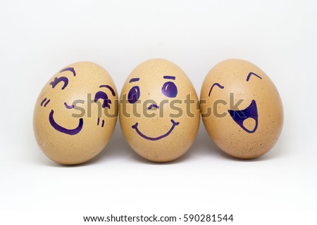 Similar – Image, Stock Photo Breakfast Smiley, A shared bread on the plate. With ketchup a smiley face. On the right a fork on a wooden table.