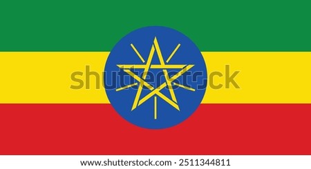 Flag of Ethiopia. Ethiopia flag. Flag icon. Standard color. Computer vector illustration.