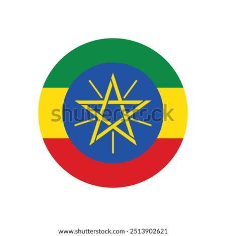 Flag of Ethiopia. Ethiopia circle flag. Vector flag icon. Computer vector illustration design.