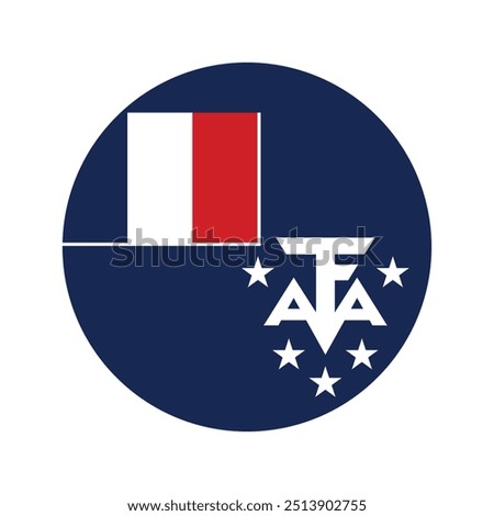 French Southern and Antarctic Territory circle flag. Vector flag icon. Computer vector illustration design.