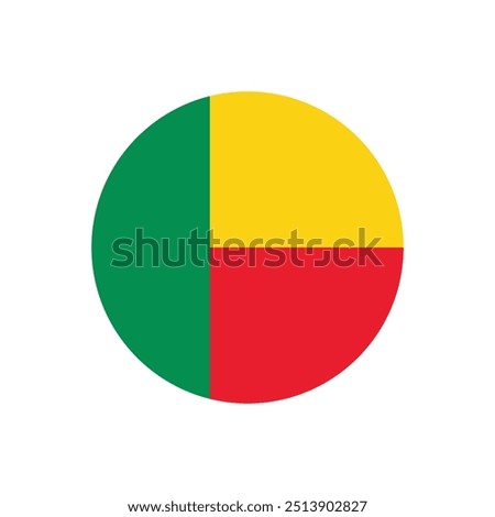 Flag of Benin. Benin circle flag. Vector flag icon. Computer vector illustration design.