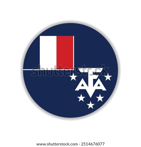 French Southern and Antarctic Territory circle flag. Vector flag icon. Computer vector illustration design.