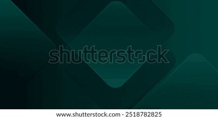 Dark green abstract background with gold lines and shadow. Geometric shape overlap layers. Transparent squares. Modern luxury rounded squares graphic