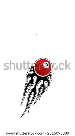 Vector illustration of a red number 3 billiard ball with a black flame effect. This dynamic design is perfect for use as a logo, t-shirt design, or sports sticker.