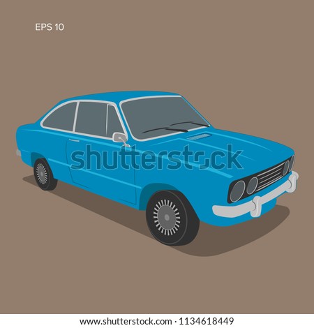 European vintage car vector illustration. Vintage sport car. Retro coupe