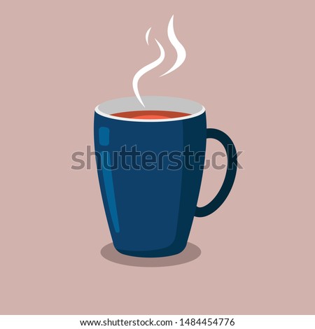Cup of tea vector illustration. Porcelain mug with hot tea picture. Cofee cup