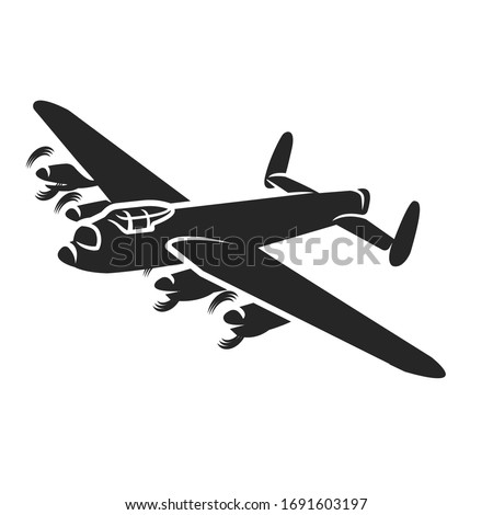 Vintage bomber vector illustartion. WW2 heavy military aircraft. Legendary retro airplane