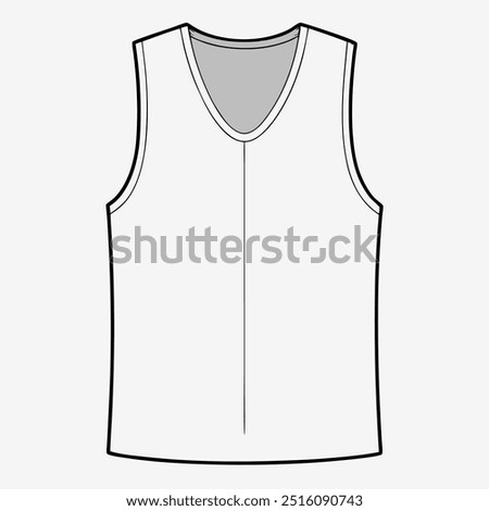 A sleeveless V-neck t-shirt template, perfect for creating custom designs for your next project. This blank vector graphic is ready for you to add your own patterns, text, or images.