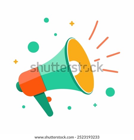 A vibrant and attention-grabbing illustration of a megaphone, perfect for adding a touch of energy to your designs. This bold graphic is ideal for announcements, marketing materials.