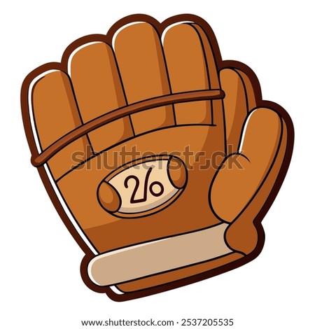 A cartoon illustration of a brown baseball glove with the number 26 on it. This fun and playful graphic is perfect for adding a touch of sports-themed whimsy to your designs.