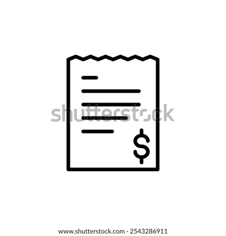 Paper receipt icon symbol collection on white background.