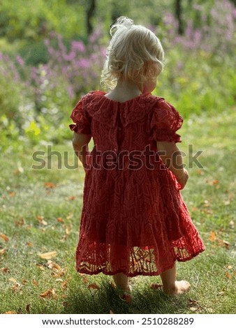 Similar – Image, Stock Photo Little girl standing on farm yard