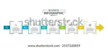 5 process infographic arrows design template. Strategy and Business presentation. Vector illustration.