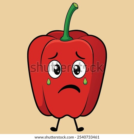 A bell pepper with sad expression. Bell Pepper, Vegetable, Agriculture, Expression, Kawaii, plant, Food, natural, funny, Fruit