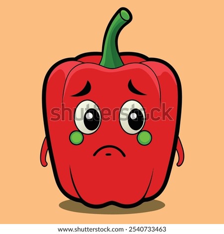 A bell pepper with sad expression. Bell Pepper, Vegetable, Agriculture, Expression, Kawaii, plant, Food, natural, funny, Fruit