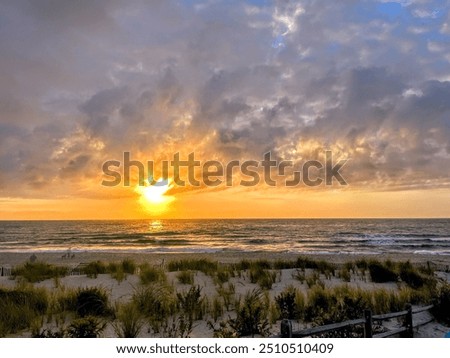 Image, Stock Photo Danish flag at dawn waving in the wind