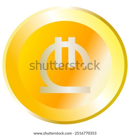 Lari Georgia Currency Gold Coin Symbol Transparent Background Vector Symbol PNG 