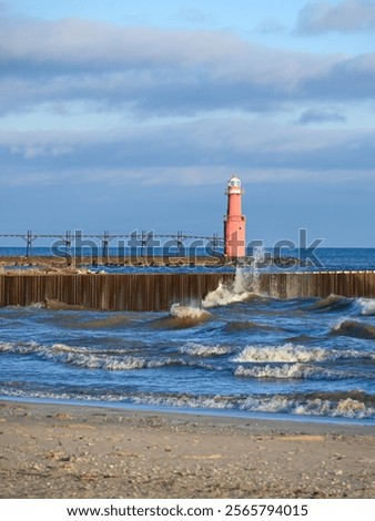 Similar – Foto Bild Vereiste Mole mit Leuchtturm von Saßnitz im Winter