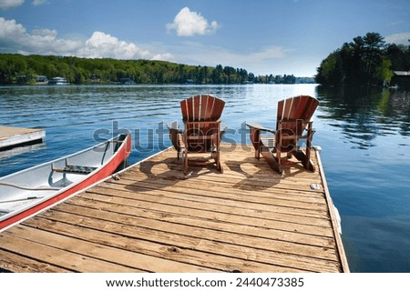 Similar – Image, Stock Photo House on lake in front of mountain with sunset