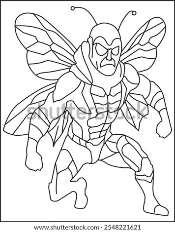 Bee Man-Superhero's Identity Stable Diffusion Online Coloring Page For Kids.