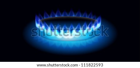 Blue gas burner raster glowing