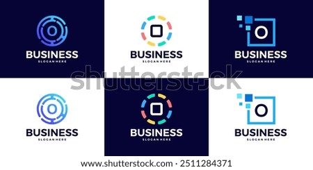 Collection of Technology letter O logo design template. Initials symbol for Business, Start up, Artificial Intelligence.