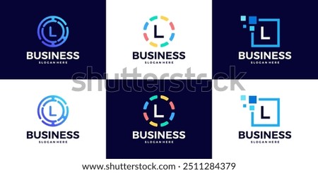 Collection of Technology letter L logo design template. Initials symbol for Business, Start up, Artificial Intelligence.