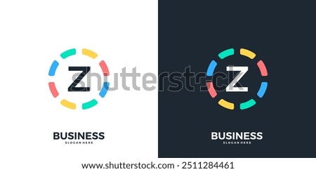 Colorful circle with letter Z logo icon vector. Modern initial technology logo design template.