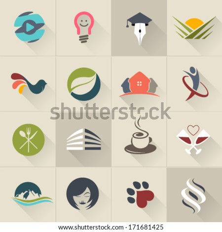 Set of logos, web Icons and business and abstract symbols - Vector Illustration, Graphic Design 