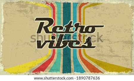 Retro Vibes. 70s and 80s  glitch style. VHS cover effect. Old fashion style lines. Retro vintage cover. Seventies and Eighties banner or poster design. Easy editable design template. Music web banner.