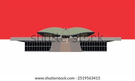 Illustration of the Indonesian House of Representatives building, the Indonesian People's Representative Council building, the government building, the icon of the Republic of Indonesia