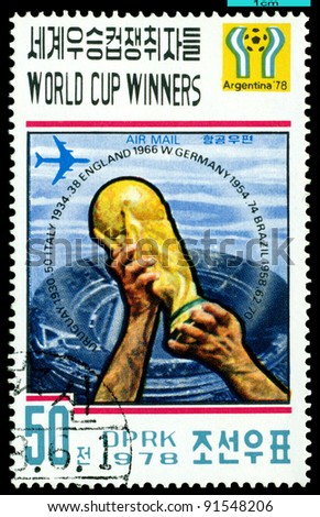 NORTH  KOREA - CIRCA 1978: a stamp printed by North Korea shows  World  Cup  Winners.  World  football cup in  Argentina,  circa 1978