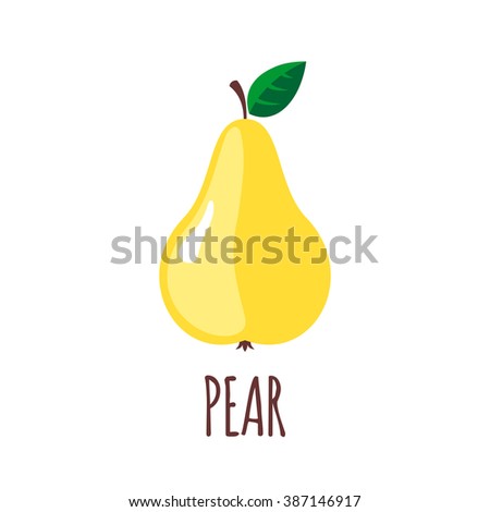 Pear icon in flat style.  Isolated object. Pear logo. Vector illustration on white background