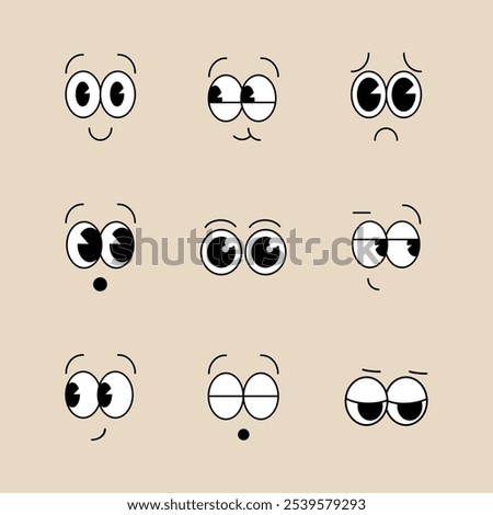 Set of cartoon eyes looking in all directions