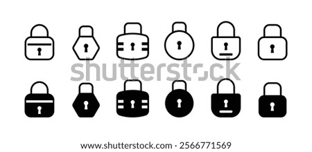 Lock icon set. Padlock open and closed. Locked and unlocked icon. Security symbol. Vector illustration.