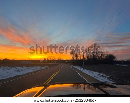 Similar – Image, Stock Photo Morning drive at sunrise