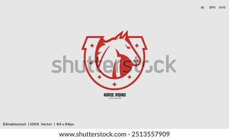 Horse riding logo design with vector illustration and template