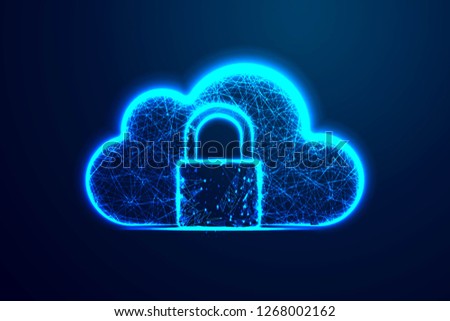 Cloud security icon, Upload and Download protection. Abstract wire low poly, Polygonal wire frame mesh. Background Illustration