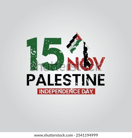 Happy Palestine independence day post. Palestine Independence Day typography design. Celebrating independence day. 15 November. Save Palestine, Palestine flag. Social media post, vector illustration