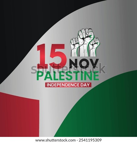 Happy Palestine independence day post. Palestine Independence Day typography design. Celebrating independence day. 15 November. Save Palestine, Palestine flag. Social media post, vector illustration